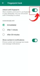 whatsapp par fingerprint lock kaise lagaye